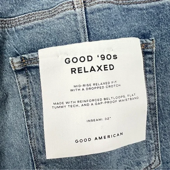 NWT Good American Good '90s Relaxed Jeans sz 29 8 Loose Fit Mid Rise Stretch - Picture 2 of 10